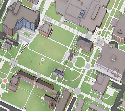 Use our interactive 3D map to locate the University of Tennessee at Chattanooga buildings, parking lots, event venues, dining, points of interest, Chattanooga attractions, campus construction, safety, sustainability, technology, restrooms, student resources, and more. Each indicator provides a description, an image of the asset, departments housed there (if applicable), address, and building number (if applicable).