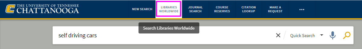 Screenshot of search bar highlighting the "Libraries Worldwide" search tab