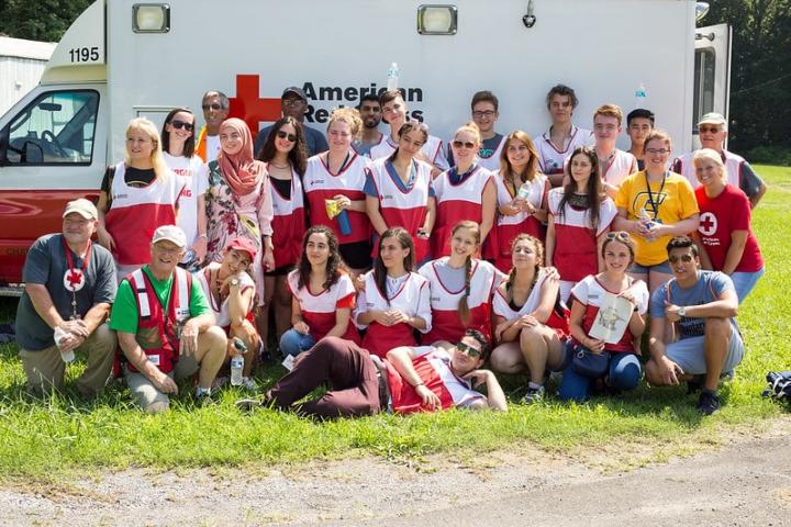 International students community service for the American Red Cross