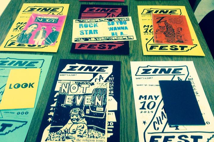 a collection of zines on a table