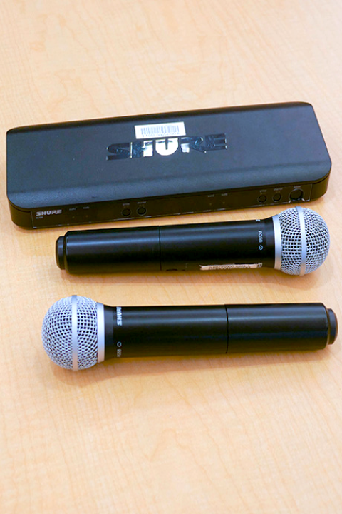 Photograph of two handheld microphones