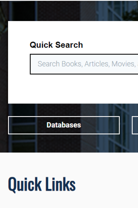 Screenshot of the Quick Search box on the Library's website