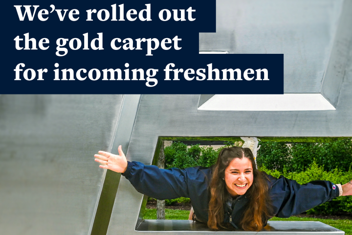 Brochure cover titled "We've rolled out the gold carpet for incoming freshmen"